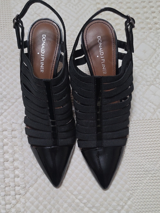 Donald J. Pliner Shoes - Donald J. Pliner Black Strappy Pointed Toe Slingback Heels
